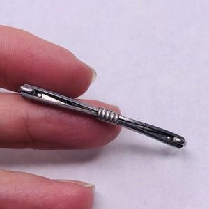 Vintage Sterling SIlver Tie Bar FCC Stamped Knot Open Double Sided